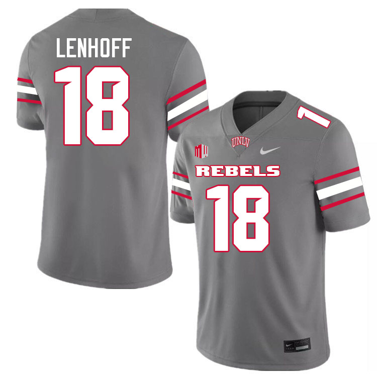 Men #18 Lucas Lenhoff UNLV Rebels College Football Jerseys Stitched-Grey